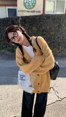 Lunivop Slouchy Knit Cardigan Sweater for Women Comfy Cable-knit Button Up Sweater Jacket Female Autumn Winter Vintage Outfit
