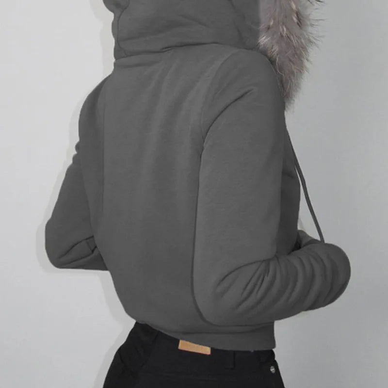 Lunivop Fairy Fur Patchwork Fashion Sweatshirts Vintage Grunge All Match Women's Coats Double Zippers Casual Hoodies Y2k Aesthetic Femme