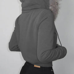 Lunivop Fairy Fur Patchwork Fashion Sweatshirts Vintage Grunge All Match Women's Coats Double Zippers Casual Hoodies Y2k Aesthetic Femme