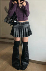 Lunivop  American Vintage Striped Skirts Women Autumn Winter Millennial Hot Girl Slim Fit Jupe Subculture Subculture Y2k Pleated Falda