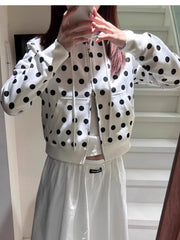 Lunivop  Women's Polka Dot Short Cardigan Korean Hooded Zipper Jacket Hoodie Top Women Clothing Sudaderas Para Mujer Y2k Clothes