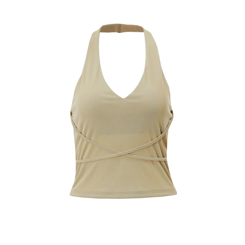 Lunivop   Korean Fashion Casual Backless Tank Top Sexy Sleeveless Halter Camis Tank Tops Summer Streetwear Slim Fit Retro Vest