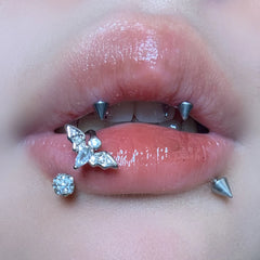 Lunivop  1pc Punk Cool Bat Lip Ring C-shaped Stainless Steel Zircon Labret Piercing Lip Ring Cartilage Fashion Body Jewelry Gifts