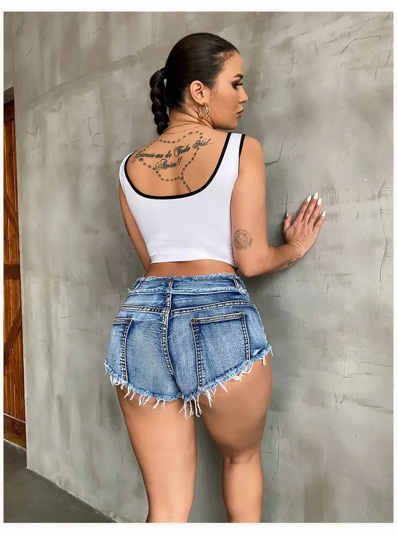 Lunivop New Summer Fashion Women's Denim Shorts European Style Stretch Ripped Style Wish Explosive Popular Shorts