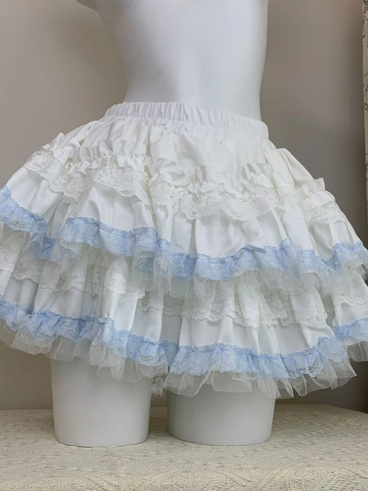 Lunivop  Lolita Sweet Cake Skirts Women Slim Lace Patchwork Sexy Mini Ball Gown Skirts Kawaii Casual Japan Cute Summer A Line Skirt