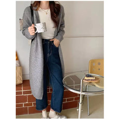 Lunivop Long Cardigan Women Cozy Longline Open Front Plain Sweater Knitted Coat Ladies Autumn Winter Basic Casual Outfit