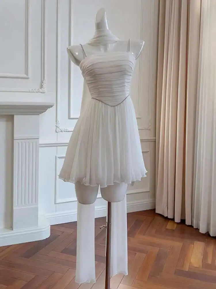 Lunivop One Shoulder Strapless Dress For Women Slimming Cinched Waist Beach Vacation Dresses Female 2025 Spring