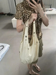 Lunivop  Korean Ins Solid Color Nylon Canvas Bags Fashion Versatile Large Capacity Shoulder Bag