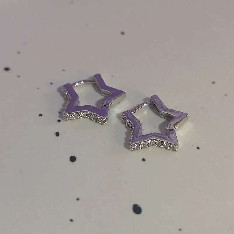 Lunivop New Trendy Star Zirconia Stud Earrings for Women Girls Hiphop Punk Cool Star Hoop Earrings Party Jewelry Gift