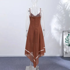 Lunivop  Elegant Women Lace Patchwork Dress Summer Beach Backless Sleeveless Cinched Waist Female Long Dresses Summer  Lady Robe