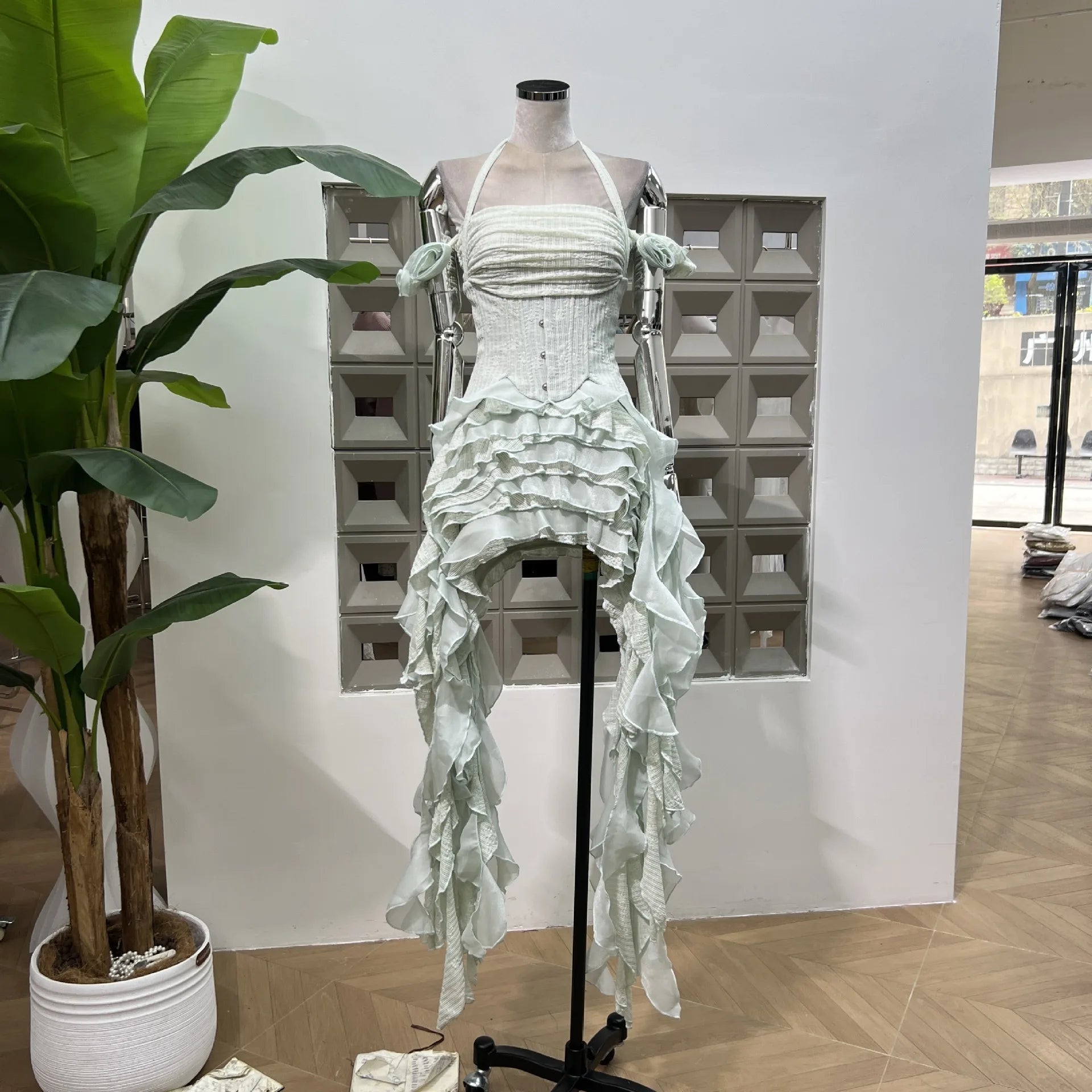 Lunivop Fashion Women Dress Sleeveless Slash Neck Solid Color Tassel Strapless Irregular Female Party Dress New Tide