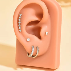 Lunivop  5-Piece Multi-Position Fashion Piercing Stud Set, Zircon Cartilage Lobe Decorative Earrings, Women's Trendy Body Jewelry Collect