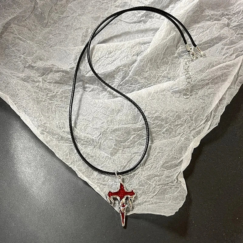Lunivop Vintage Fashion Leather rope Star Pendant Necklace For Women Men Antique Silver Color Jewelry Accessories Y2k Aesthetic
