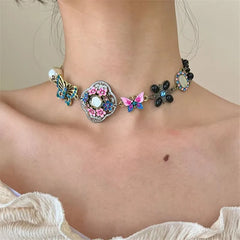 Lunivop Vintage Sweet Cool Flower Butterfly Collar Chain Necklace For Female Unique Design Spicy Girl Y2k Aesthetic Jewelry Accessories