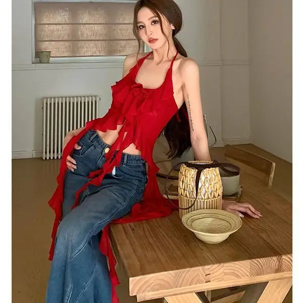 Lunivop  Sweet Vintage Leopard Print Camisole 2025 Summer New Ruched Vest for Women Fashion Sexy Slim Fit Sleeveless Tops Mujer