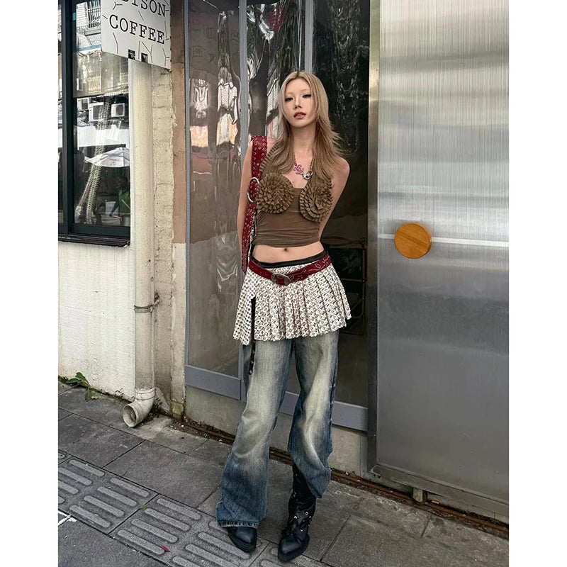 Lunivop Autumn Vintage Washing Bottom Jeans Women's Slimming Low Waist Jeans Trousers American Style Casual Chic Fashion Y2K Jeans