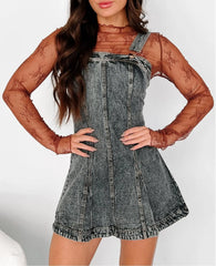 Lunivop  Chic Sexy Distressed Straps Denim Mini Dresses Women Fashion Solid Simple Slim Leisure Sleeveless Frock Girls Young Popular S-XL