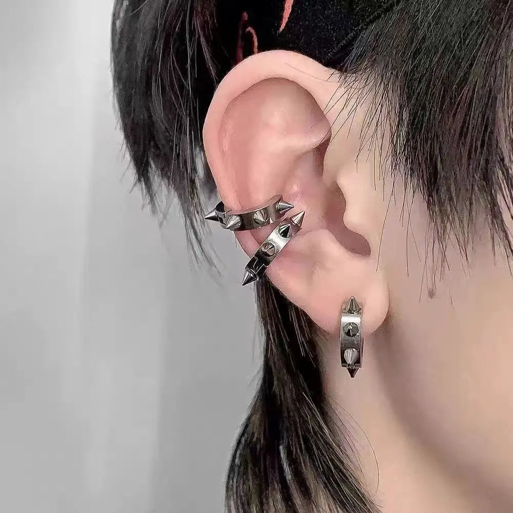 Lunivop New Arrival Punk Spike Ear Ring Earrings for Women Men 316 Stainless Steel Small Circle Ear Buckle Hip Hop Jewelry