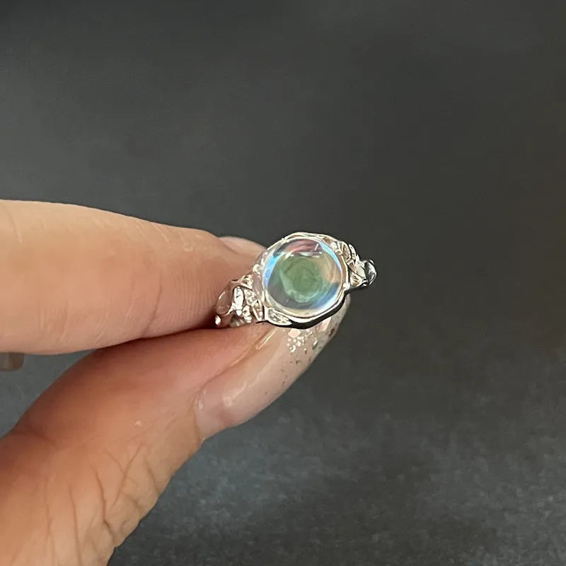 Lunivop Kpop Fashion Goth Vintage Opal Crystal Heart Star Rings Set For Women Aesthetic Y2K EMO 2000s Scenes Jewelry Grunge Accessories