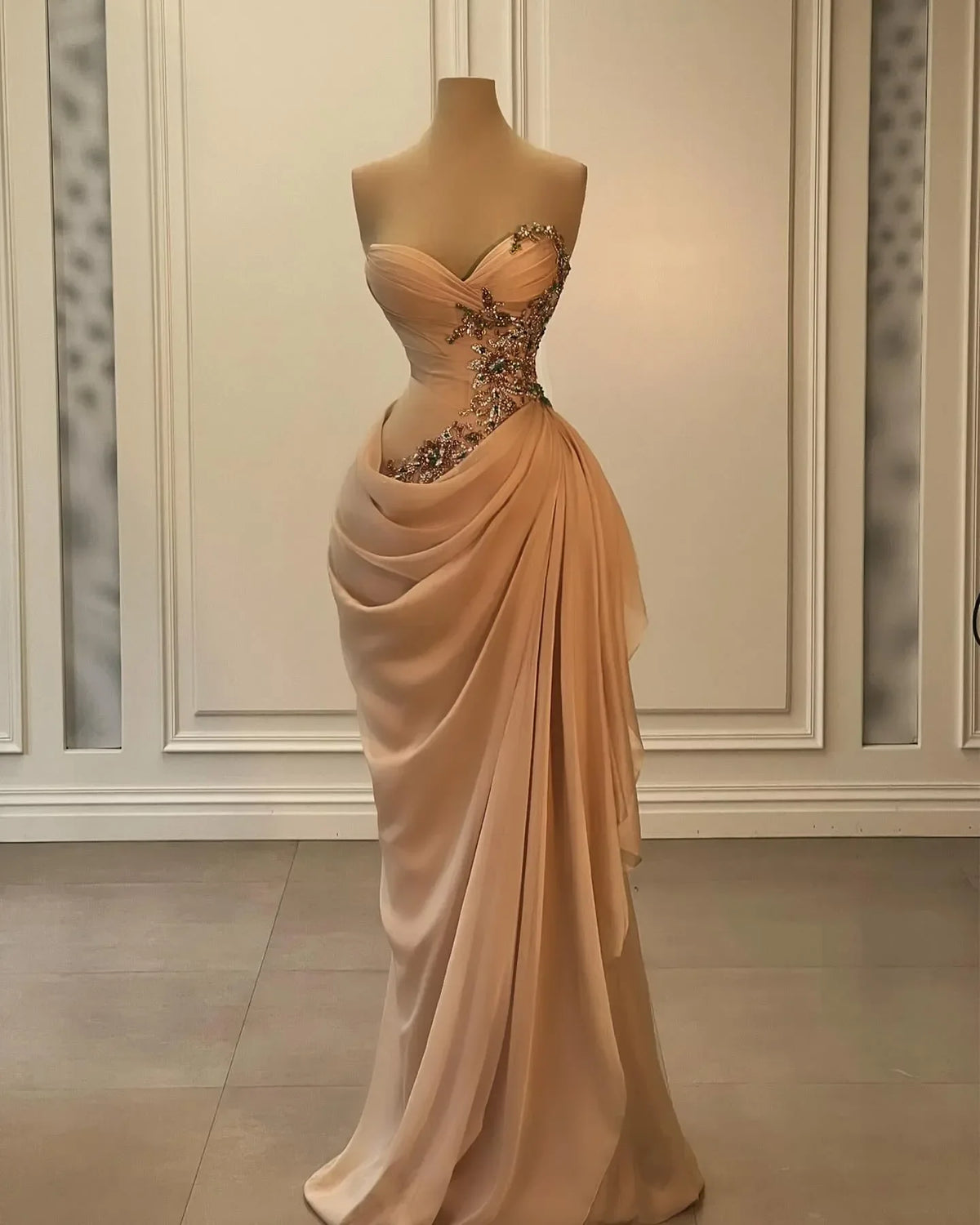 Lunivop  Stunning Evening Dresses Elegant Pleats Crystal Beaded Sweetheart Prom Dress Waist Decor Dress for Special Ocn