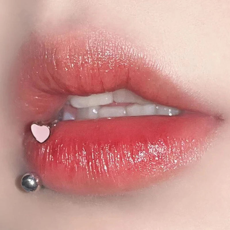 Lunivop 1pc Drip Oil Heart Lip Ring 316L Stainless Steel C Shape Labret Piercing Jewelry Sweet Cool Style Y2k Cartilage Ear Jewelry Gift