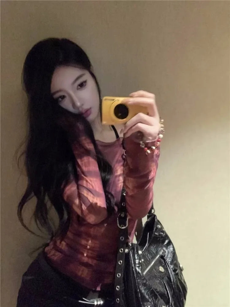 Lunivop  Sweet Mesh Long Sleeve Sun Protection T-shirts Summer See Through Thin Tee Shirt 2025 New Sexy Slim Fit Top for Women