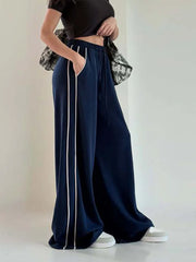 Lunivop  Casual Stripe Loose Long Pants for Women Fashion High Waist Female Wide Leg Trousers Spring Autumn Lady Pants High Street