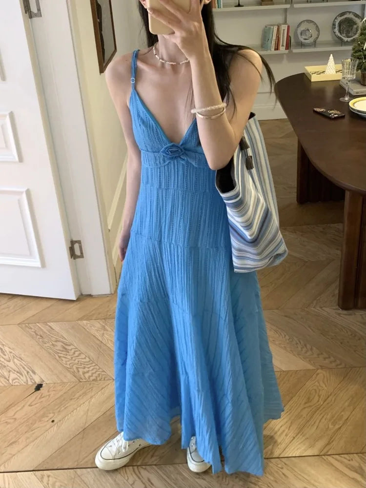 Lunivop  Women Dress Sleeveless Flowers V Neck Sleeveless Summer Fashion Holiday Slim Backless Elegant Dresses Female Casual