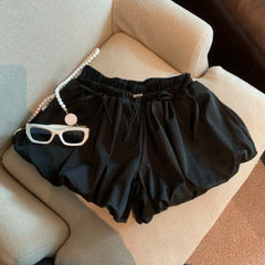 Lunivop  Sweet Spice Girls Bow Cloud Femme Pantalon Bud Ball Gown Short Slim Shorts All-match Ruched French Casual High Waist Pant