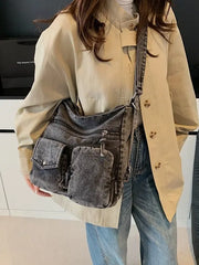Lunivop  Commuting Denim Cloth Casual Canvas Shoulder Crossbody Bag Causal Backpack