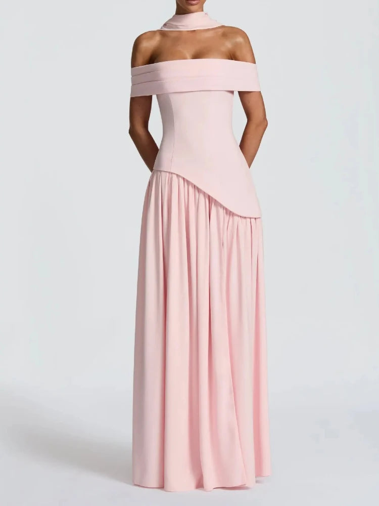 Lunivop  2000s European fairycore Elegant One Shoulder Solid Color retro Dress Fashionable Sexy backless High slit Women's Long Dress