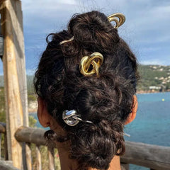 Lunivop  Stainless Steel Gold Color Knot Hair Stick For Women Fashion Metal U-Shaped Glossy Hairpin Hair Jewelry Accessories Gift