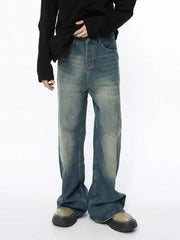 Lunivop  Retro American Distressed Women Baggy Straight Jeans Spring Fall Y2K Classic Denim Pants Streetwear Trousers Korean Chic Jeans