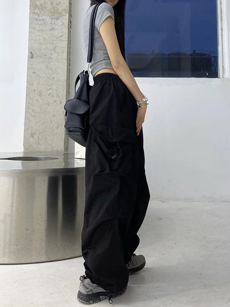 Lunivop Streetwear Hip Hop Cargo Pants Women Fashion Pockets Oversize Loose Trousers Summer Bf Korean High Waist Wide Leg Pants New