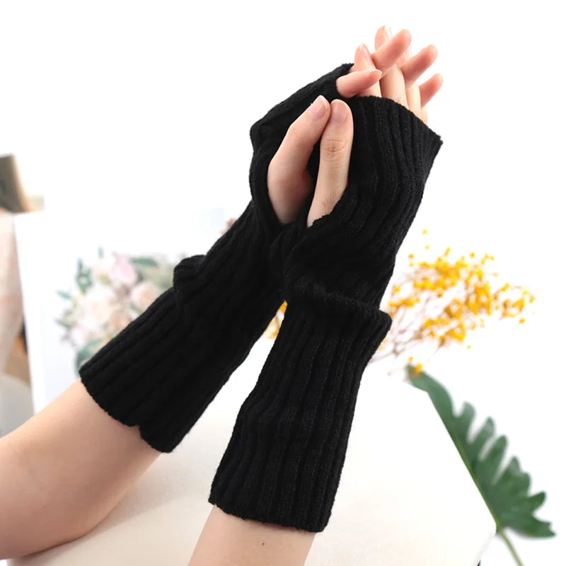 Lunivop Long Fingerless Gloves Women Mitten Winter Arm Warmer Kawaii Knitted Sleeve Soft Girls Anime Clothes Punk Gothic Lolita Gloves