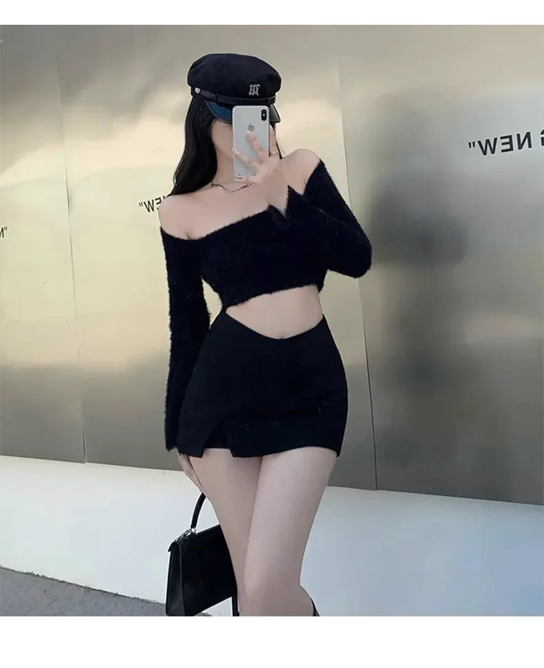 Lunivop High-waisted Black Bodycon Skirt Sexy Slimming Mini Dress New 2024 Spring Women's Fashion Korean Style Ultra-pure Desire