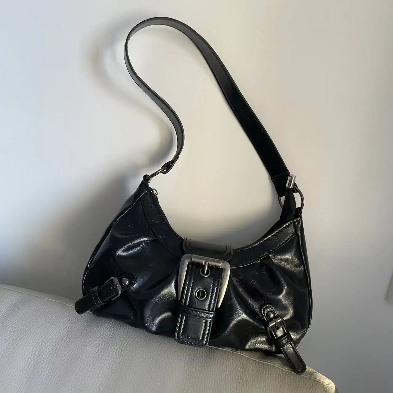 Lunivop  Vintage Brown Y2k Underarm Bag Purse Women Retro Pu Leather Soft Shoulder Tote Bag Ladies Moto Biker Casual Handbag New