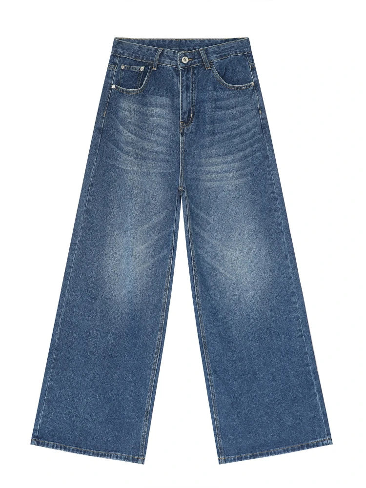 Lunivop  Retro American Distressed Women Baggy Straight Jeans Spring Fall Y2K Classic Denim Pants Streetwear Trousers Korean Chic Jeans