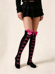 Lunivop  1 Pc Bowknot Y2K Lolita Over-The-Knee Socks Japanese JK Sweet Thigh High Stockings