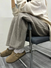 Lunivop Streetwear Vertical Stripe Pants Women Spring Y2k Aesthetic Drawstring Casual Trousers High Waist Harajuku Vintage Pantalones
