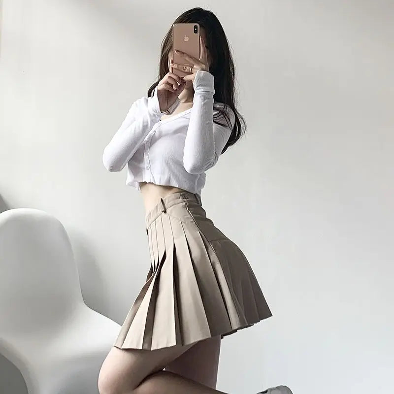 Lunivop  Pleated Skirt Women's Summer High Waist Skirt Pants A-line Slim Suit Pleated Kawaii All-match College Style Skirts