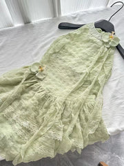 Lunivop  Y2K Sweet Chic Dress Women Slim Fit Waist Cinched Lace Halter Neck Sleeveless Mini Dress Summer Harajuku Fashion Outfit