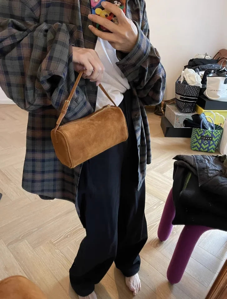 Lunivop  Bla Suede Crossbody Bag Women's 2025 New mat High-End Feeling Pen Holder Bag Single oulder Underarm Bag