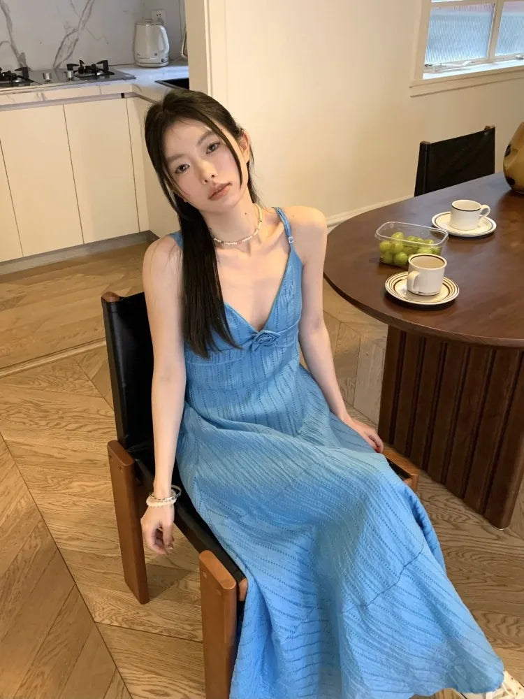 Lunivop  Women Dress Sleeveless Flowers V Neck Sleeveless Summer Fashion Holiday Slim Backless Elegant Dresses Female Casual
