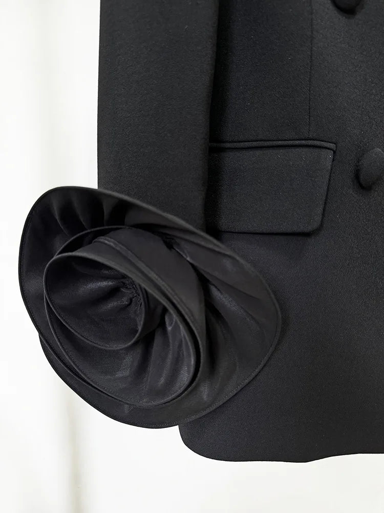 Lunivop Elegant Women's 3D Flower Spliced Blazer Lapel Double Breasted Long Sleeve Blazers Female Autumn 2025 New