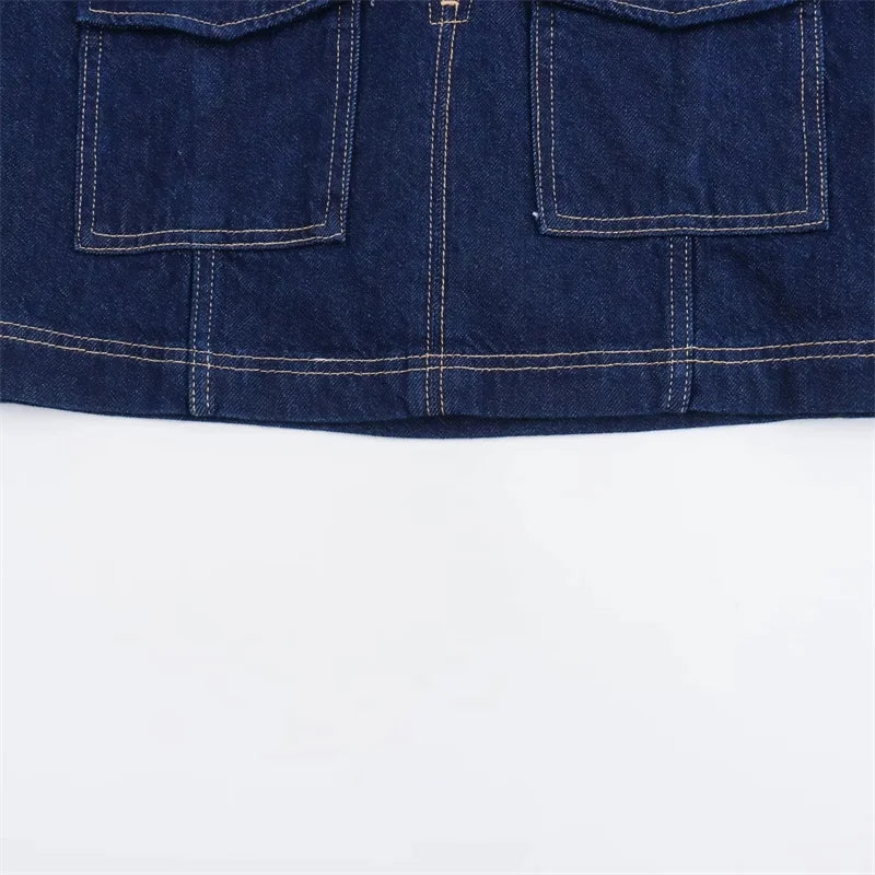 Lunivop Blue Denim Shirt Woman Short Sleeve Cropped Shirt Women Summer Short Tops Woman Streetwear Y2k Stylish Women's Blouses