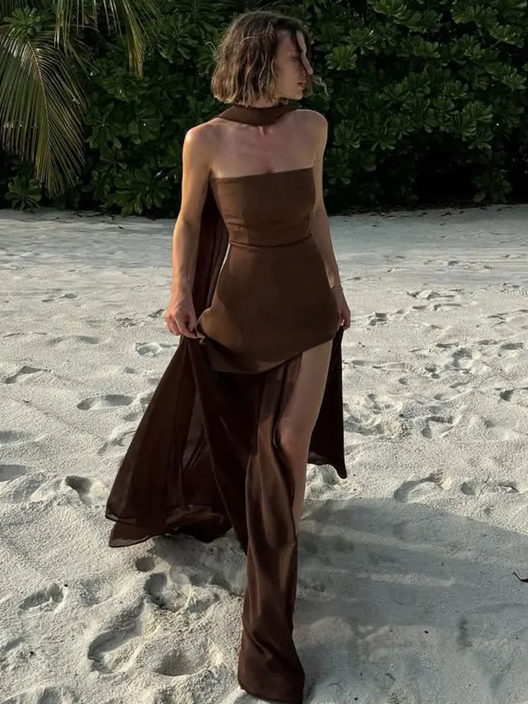 Lunivop Summer Female With Ribbon Long Dress Elegant Mesh Backless Patchwork Slim Fashion Party Dress Gown Women's Bodycon Dress
