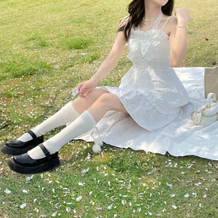 Lunivop  Elegant Sweet Halter Camisole Dresses 2025 Summer New White Dress for Women Fashion All-match Slim Waist Vestidos De Mujer