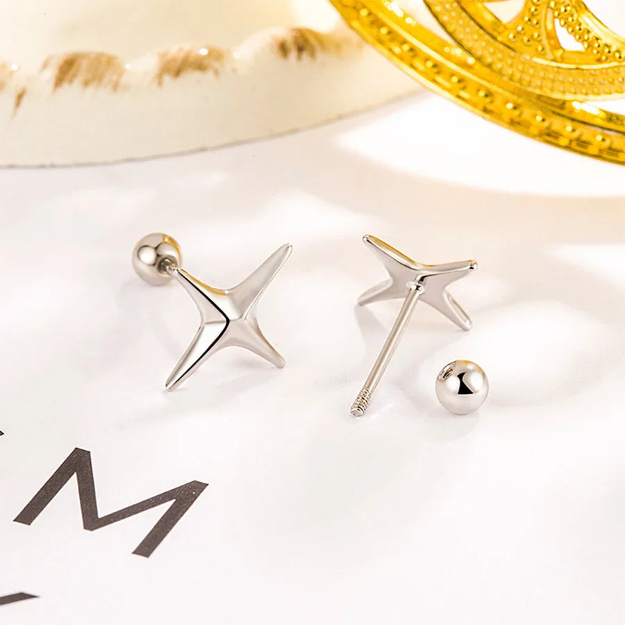 Lunivop Korean Trendy Simple Silvery Asterism Earrings for Women Exquisite Copper Studs Sweet Elegant Party Jewelry Friendship Gifts