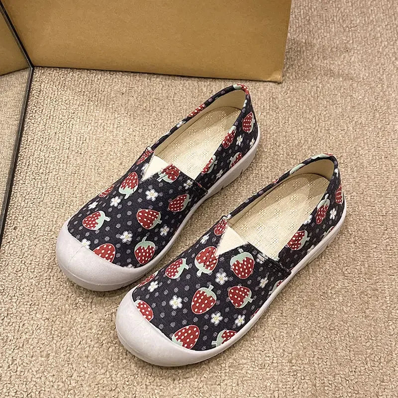 Lunivop  Shoes for Women Strawberry Pattern Lace Up New Woman Footwear On Sale Deals Daily Routine Stylish Offers Vulcanized Shoe